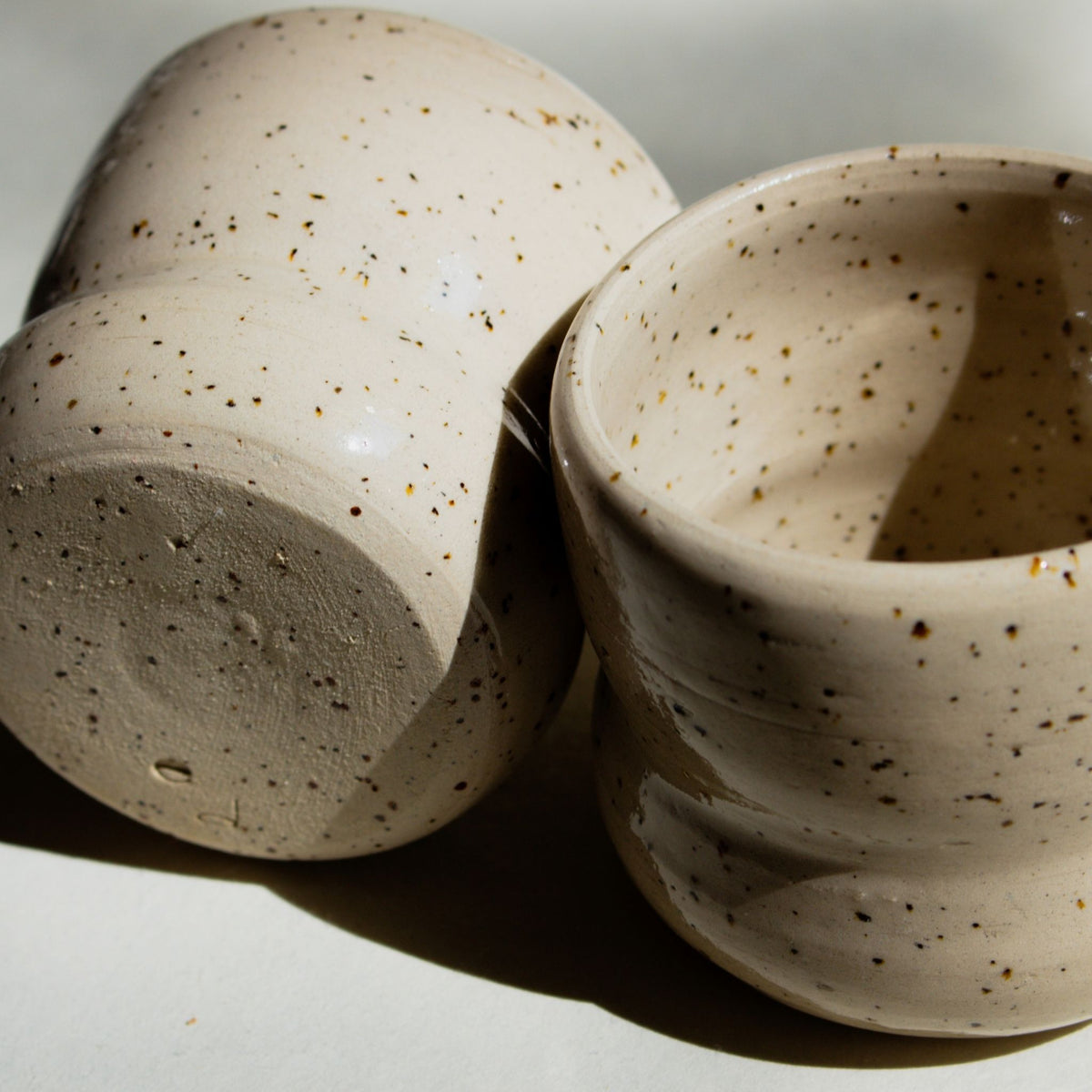Ceramic mug - speckled beige glossy